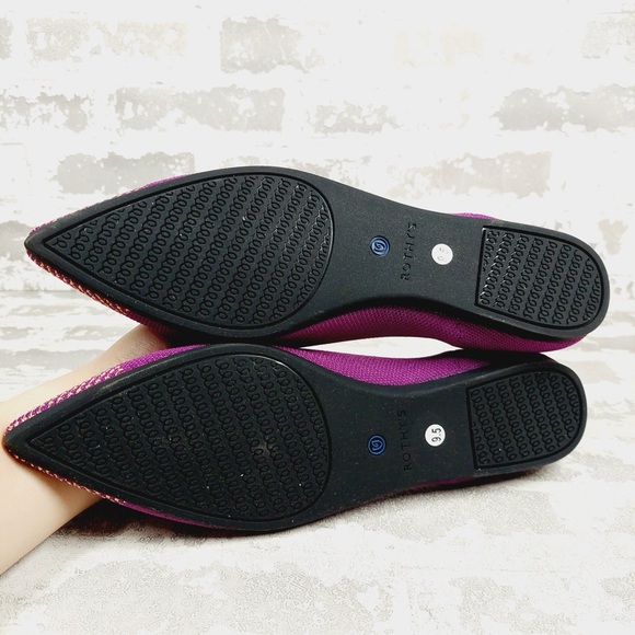 NEW Rothy's The Flat Purple Knit Gold Pointy Toe Slip On Loafers C691 - Picture 6 of 10